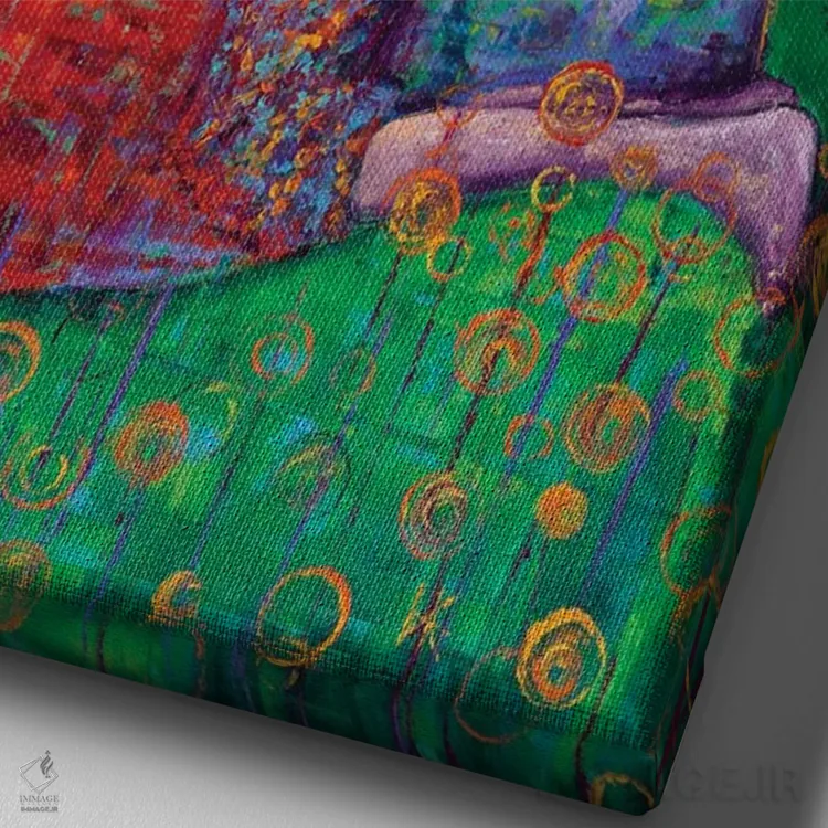 تابلو دکوراتیو در سبک کلیمت اثر کیمبرلی آدامز - نمای نزدیک بافت بوم