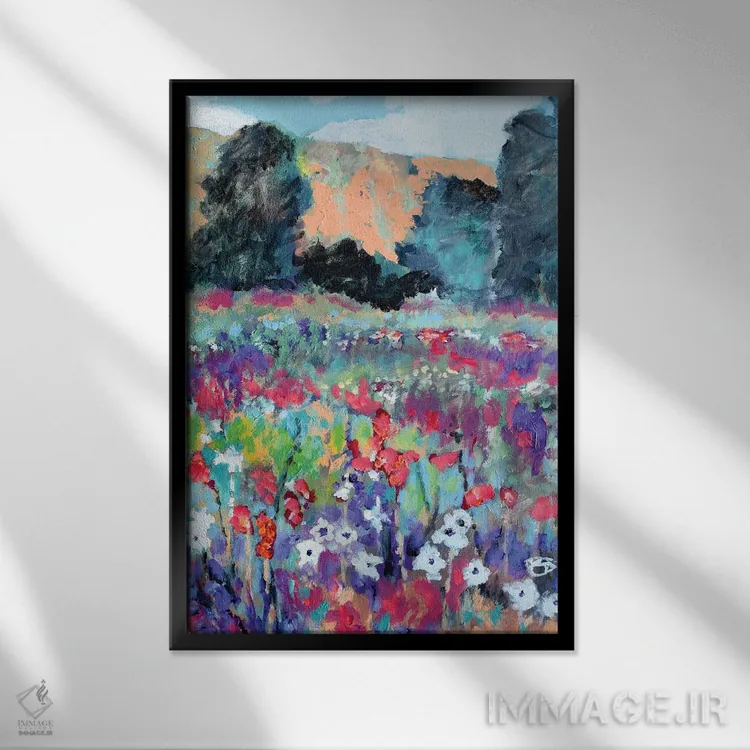 تابلو دکوراتیو گل های چراگاه اثر کیپ دکر - نمای قابدار مشکی