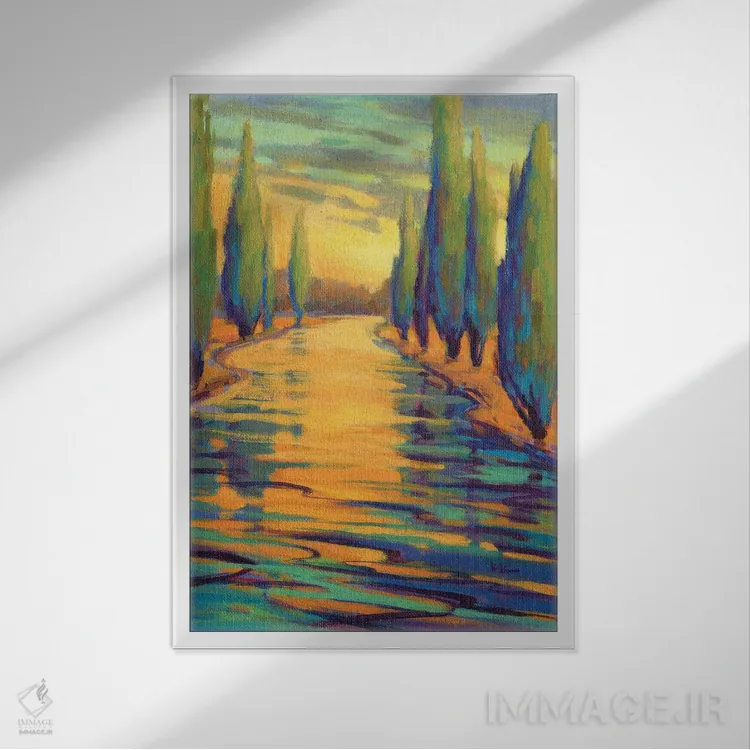 تابلو دکوراتیو سکوت طلایی سه اثر کانی کیم - نمای قابدار سفید