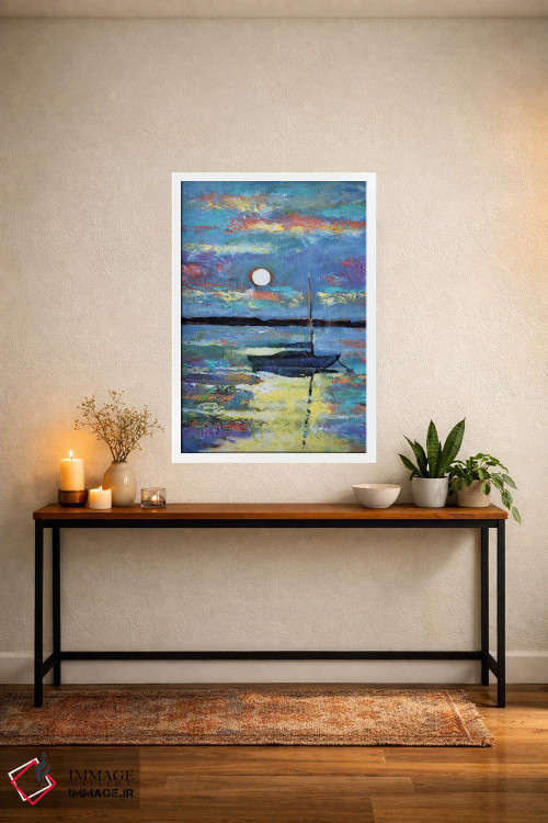 تابلو دکوراتیو ماه بالای قایق بادبانی اثر کیپ دکر - D2W
