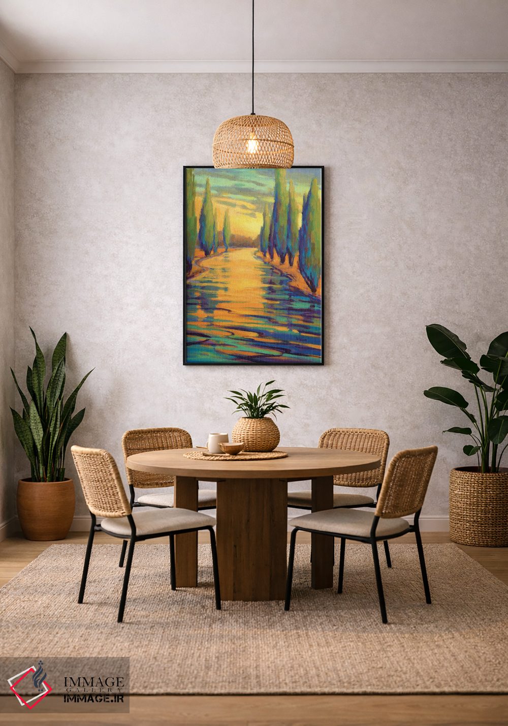 تابلو دکوراتیو سکوت طلایی سه اثر کانی کیم - D5B