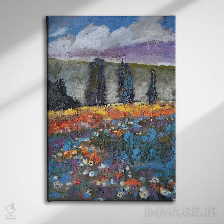 تابلو دکوراتیو خشخاش ها بر فراز تپه اثر کیپ دکر - نمای روبهرو روی دیوار