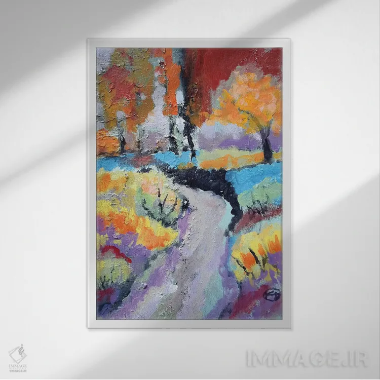 تابلو انتزاعی پیچ جاده اثر کیپ دکر - نمای قابدار سفید