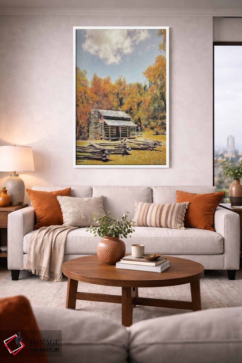 تابلو دکوراتیو کلبه ای در جنگل اثر کتی جنینگز - D1W