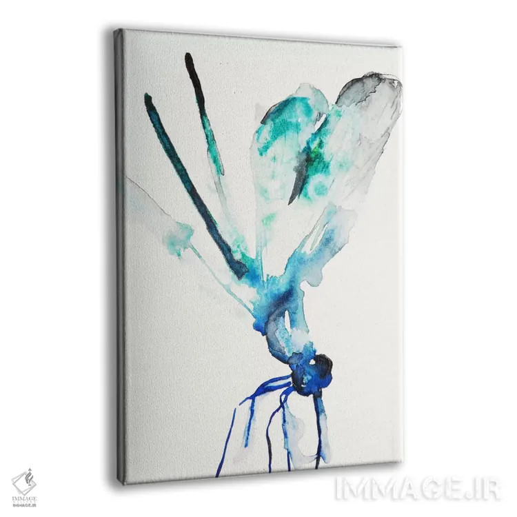 تابلو دکوراتیو سنجاقک آبی و سبز اثر کارین یوهانسون - نمای پرسپکتیو محصول