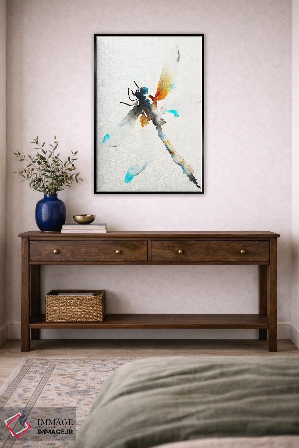 تابلو دکوراتیو سنجاقک آبی و قهوه ای اثر کارین یوهانسون - D5B