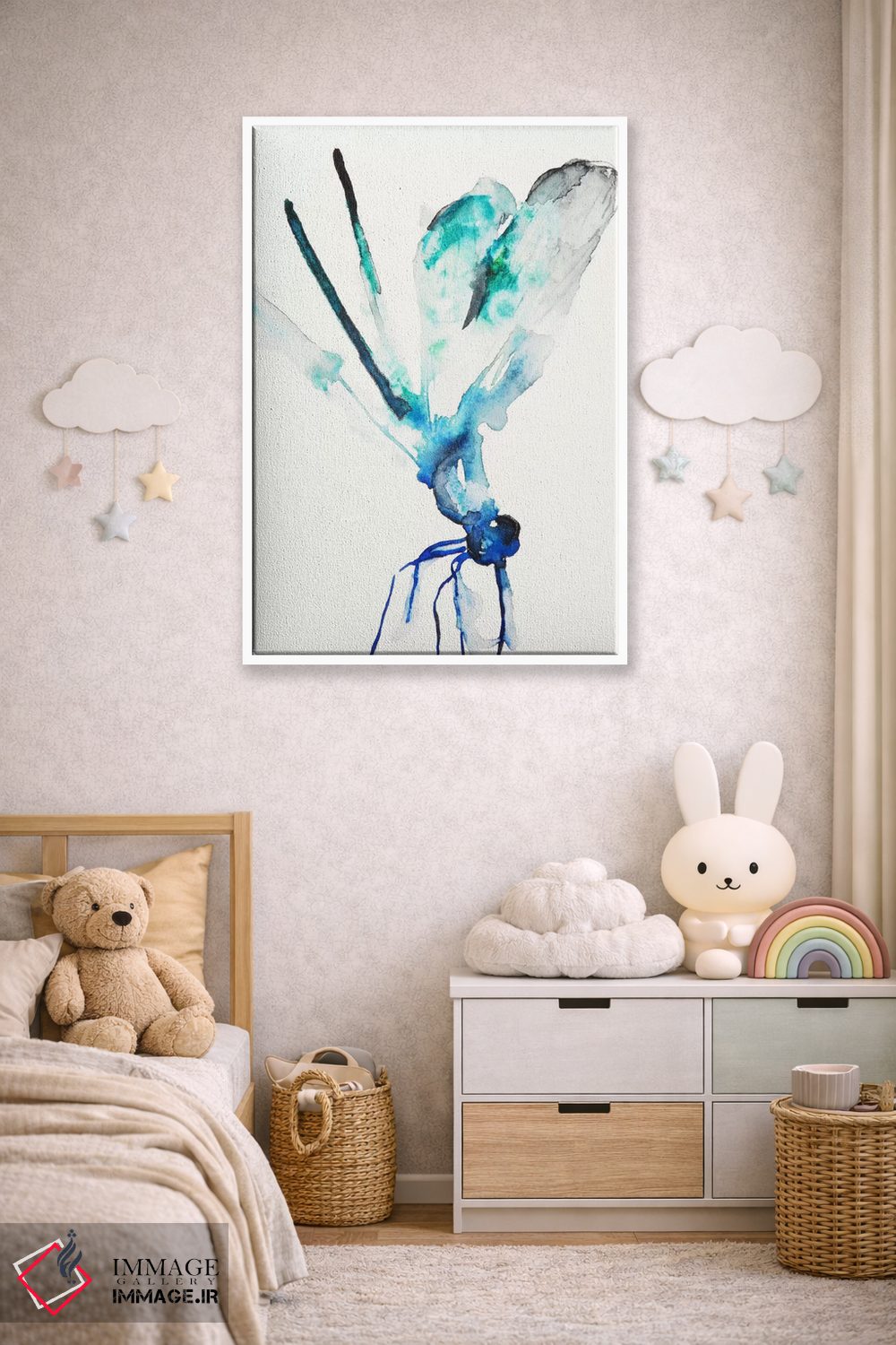 تابلو دکوراتیو سنجاقک آبی و سبز اثر کارین یوهانسون - D3W