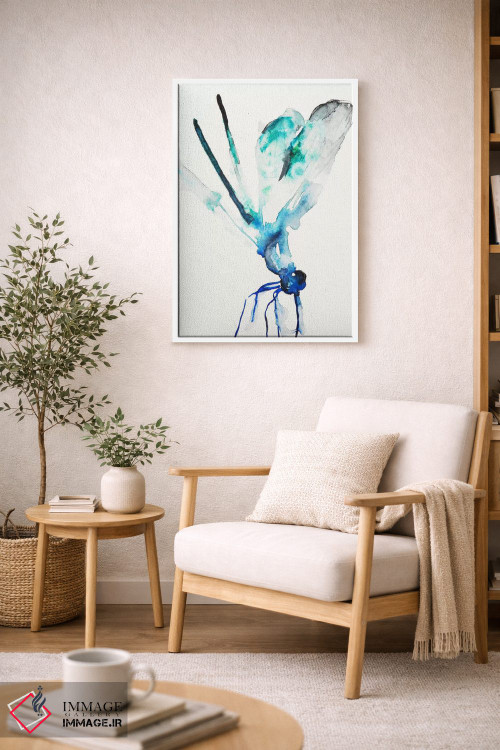 تابلو دکوراتیو سنجاقک آبی و سبز اثر کارین یوهانسون - D6W
