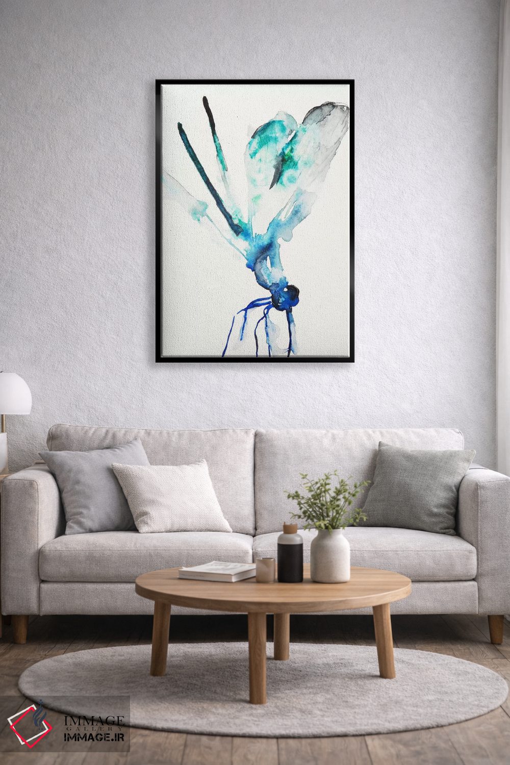 تابلو دکوراتیو سنجاقک آبی و سبز اثر کارین یوهانسون - D4B