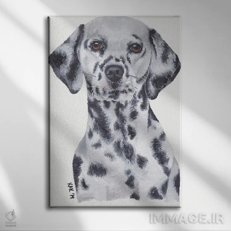 تابلو دکوراتیو سگ دالماسی اثر هنر و طراحی KAK - نمای روبهرو روی دیوار