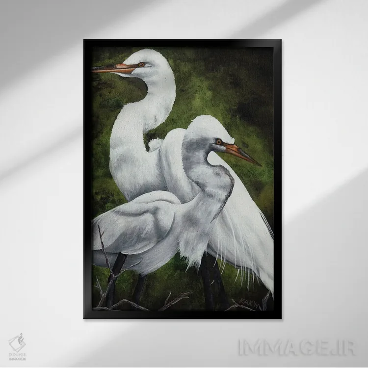 تابلو دکوراتیو جفت اگرت اثر هنر و طراحی KAK - نمای قابدار مشکی