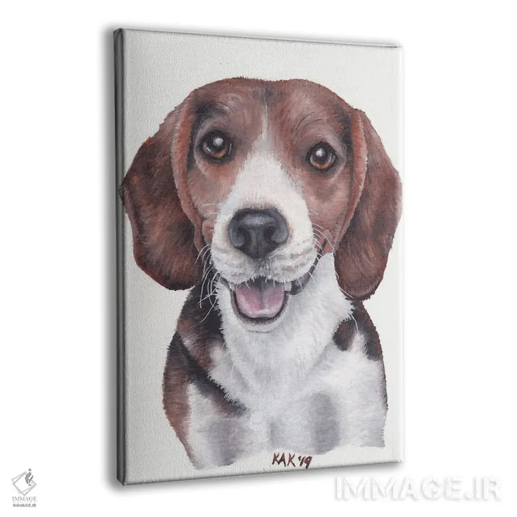 تابلو دکوراتیو سگ بیگل اثر هنر و طراحی KAK - نمای پرسپکتیو محصول