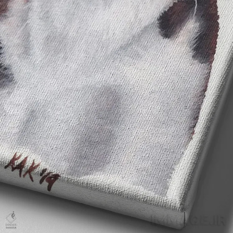 تابلو دکوراتیو سگ بیگل اثر هنر و طراحی KAK - نمای نزدیک بافت بوم