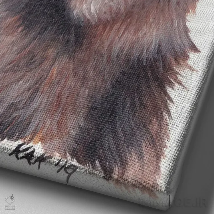 تابلو دکوراتیو سگ ژرمن شپرد اثر هنر و طراحی KAK - نمای نزدیک بافت بوم