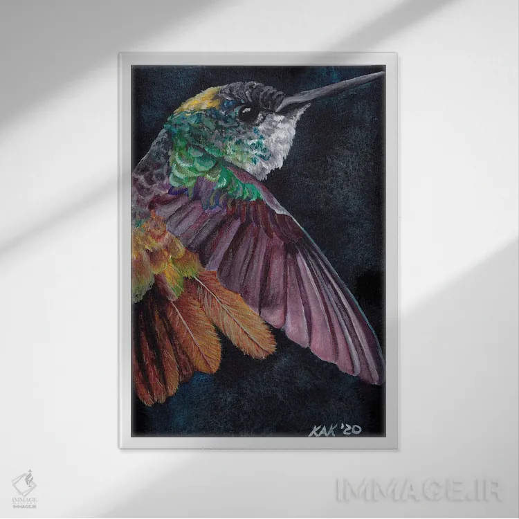 تابلو دکوراتیو مرغ مگس خوار I اثر هنر و طراحی KAK - نمای قابدار سفید