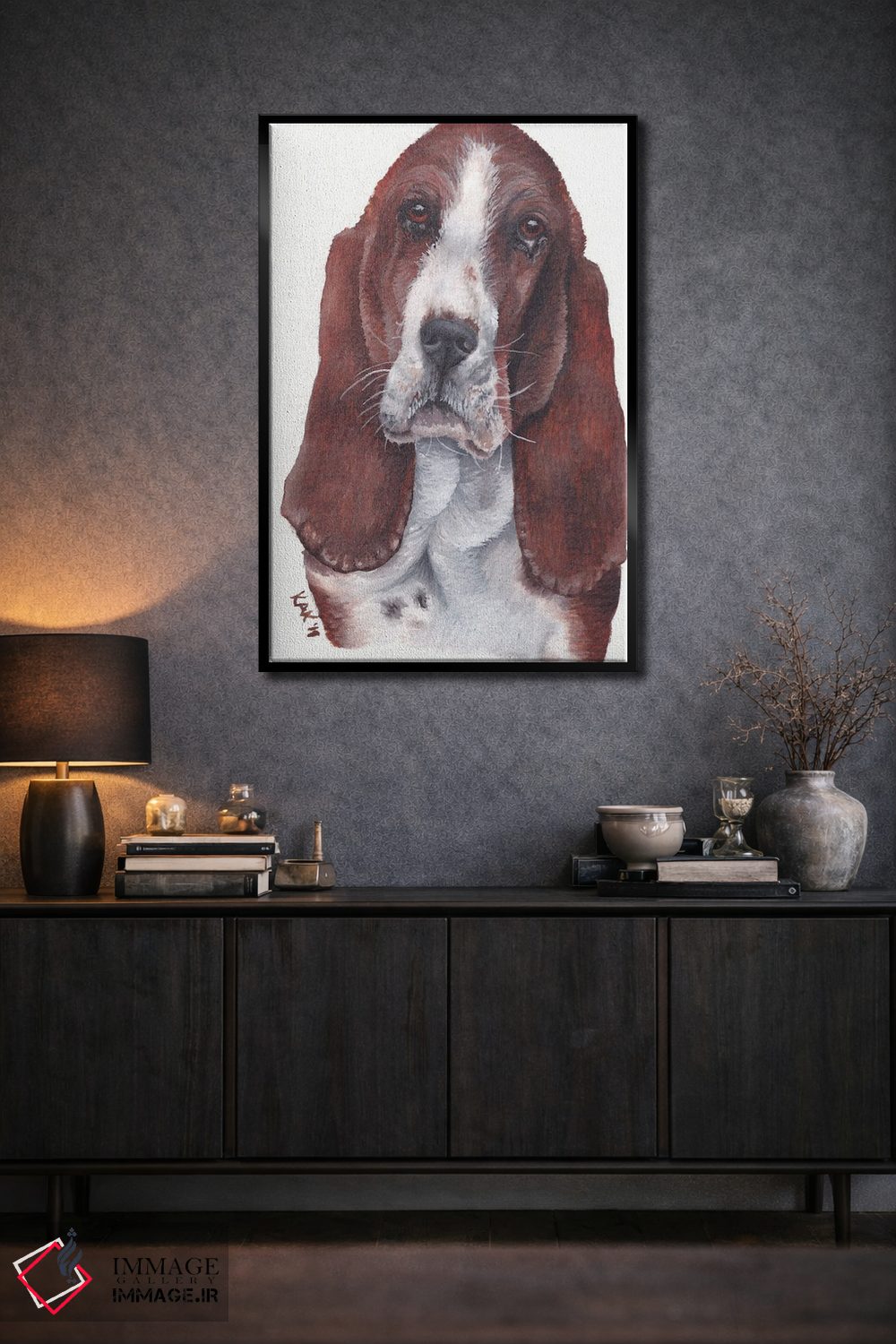 تابلو دکوراتیو سگ باست هاند اثر هنر و طراحی KAK - D2B