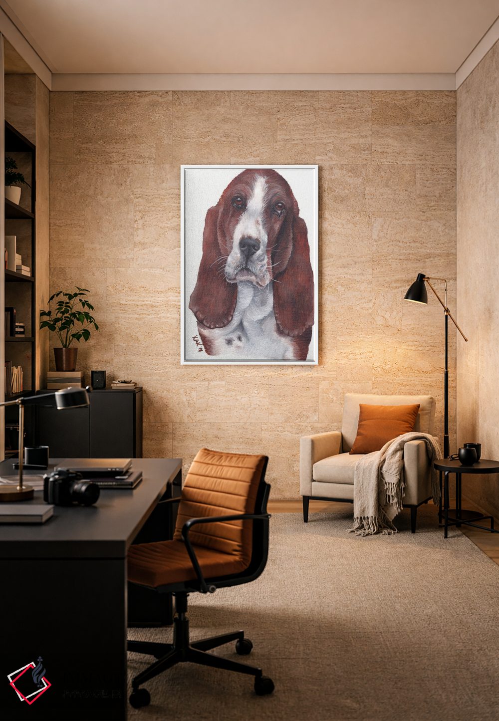 تابلو دکوراتیو سگ باست هاند اثر هنر و طراحی KAK - D6W