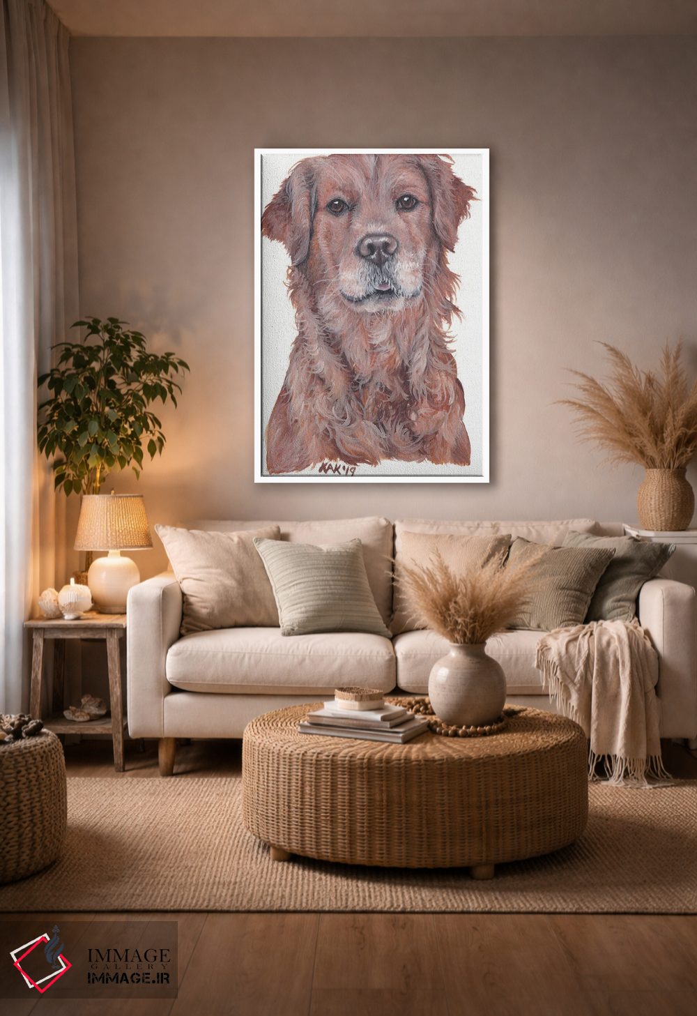 تابلو دکوراتیو سگ گلدن رتریور اثر هنر و طراحی KAK - D2W
