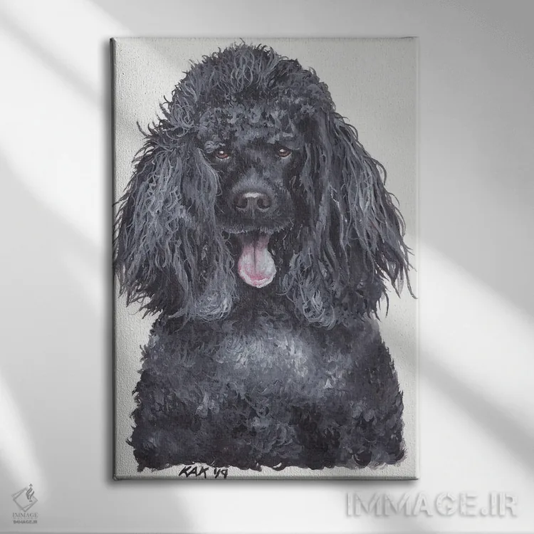 تابلو دکوراتیو پودل اثر هنر و طراحی KAK - نمای روبهرو روی دیوار