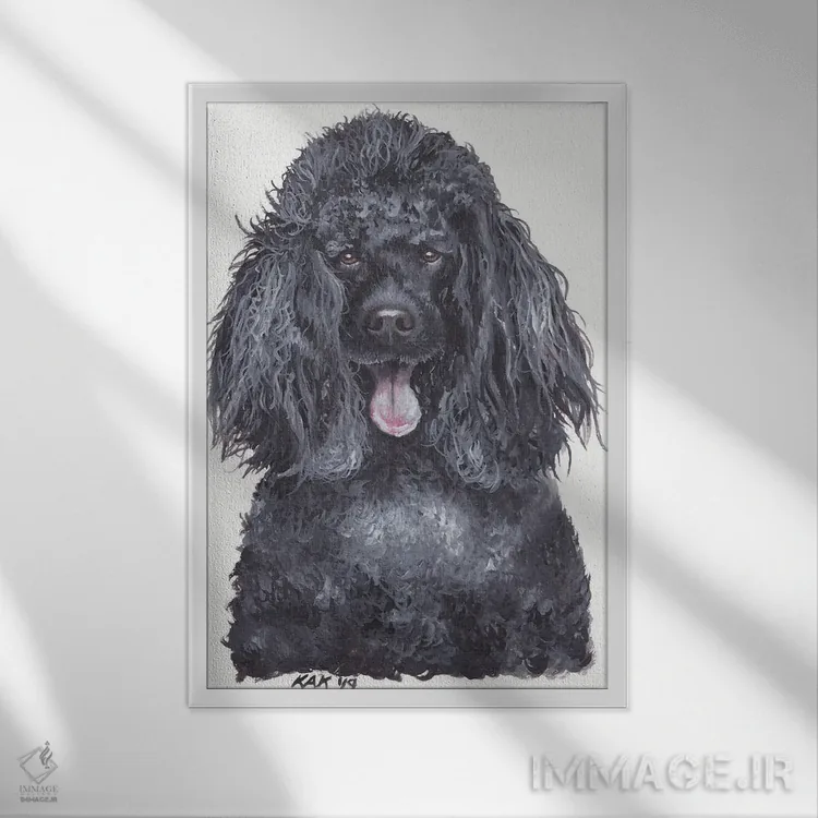 تابلو دکوراتیو پودل اثر هنر و طراحی KAK - نمای قابدار سفید