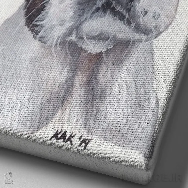 تابلو دکوراتیو تریر بوستون اثر هنر و طراحی KAK - نمای نزدیک بافت بوم