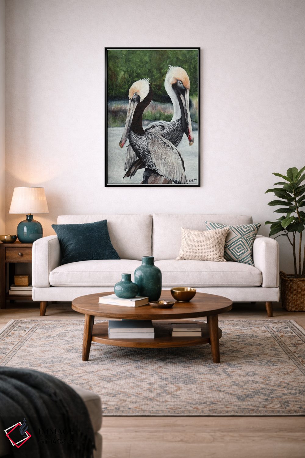 تابلو دکوراتیو یک جفت پلیکان اثر هنر و طراحی KAK - D5B