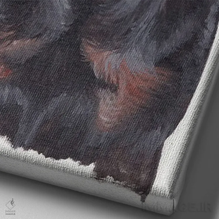 تابلو دکوراتیو روتوایلر اثر هنر و طراحی KAK - نمای نزدیک بافت بوم