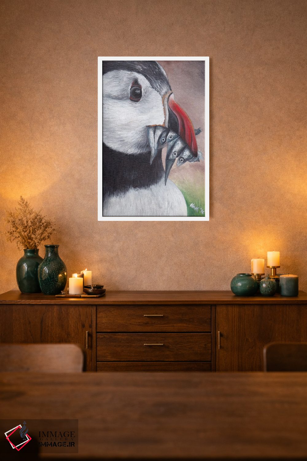 تابلو دکوراتیو پافین اثر هنر و طراحی KAK - D1W