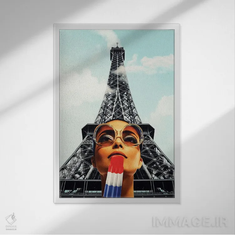 تابلو دکوراتیو تابستان در پاریس اثر کیکی سی لندن - نمای قابدار سفید