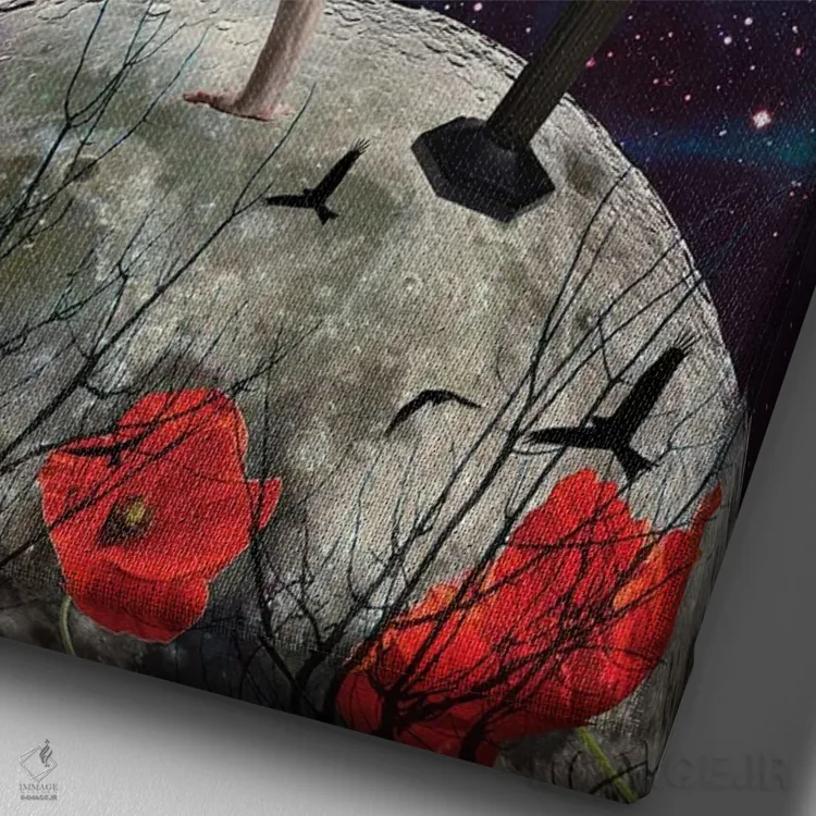 تابلو دکوراتیو جهان موسیقی است اثر کیکی سی لندن - نمای نزدیک بافت بوم