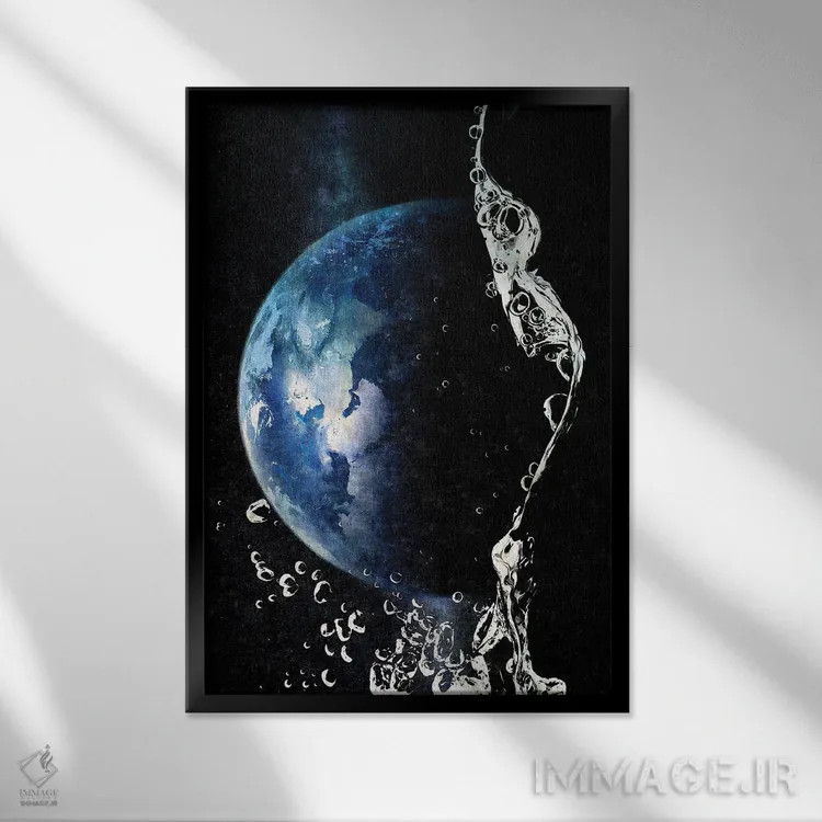 تابلو دکوراتیو قطره آب اثر کیکی سی لندن - نمای قابدار مشکی