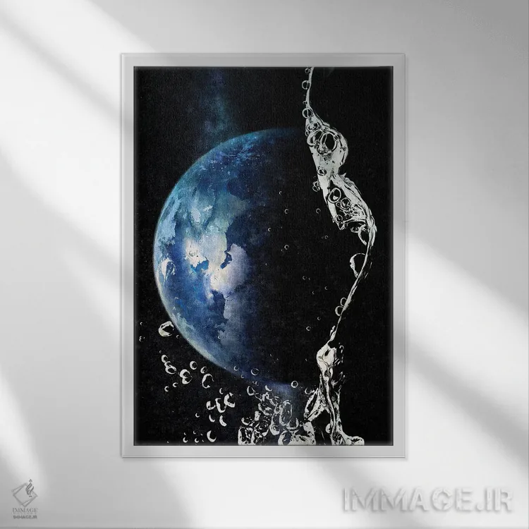 تابلو دکوراتیو قطره آب اثر کیکی سی لندن - نمای قابدار سفید