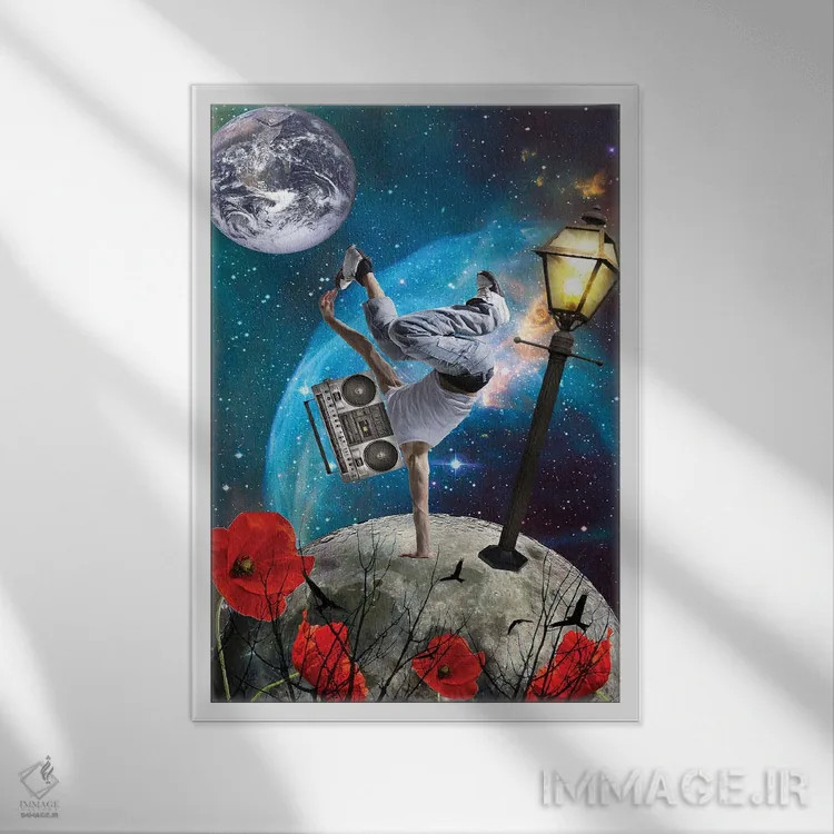 تابلو دکوراتیو جهان موسیقی است اثر کیکی سی لندن - نمای قابدار سفید