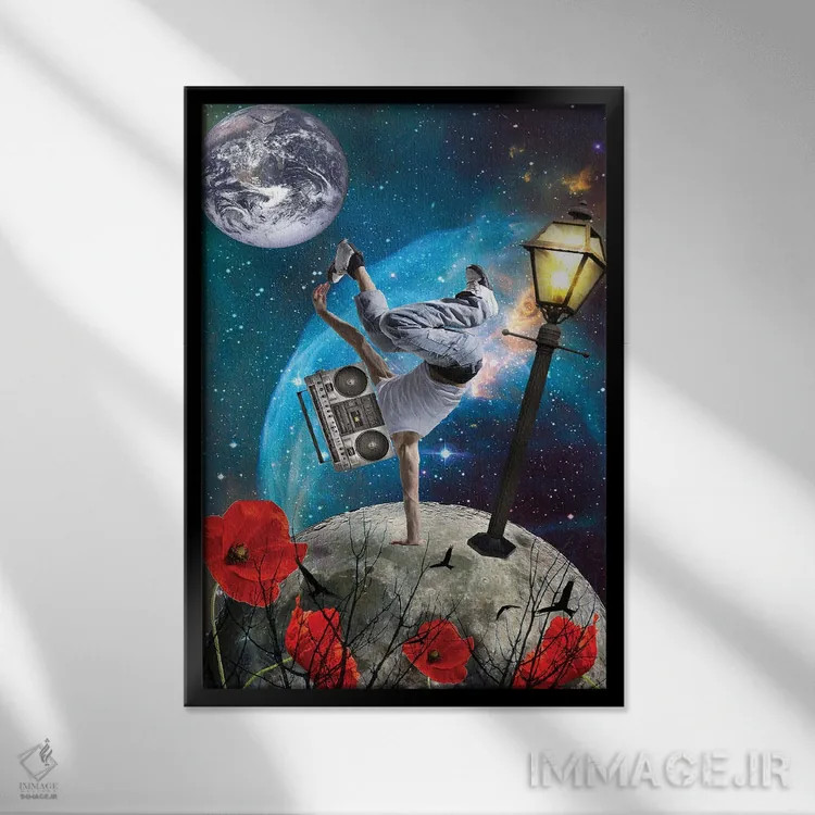 تابلو دکوراتیو جهان موسیقی است اثر کیکی سی لندن - نمای قابدار مشکی