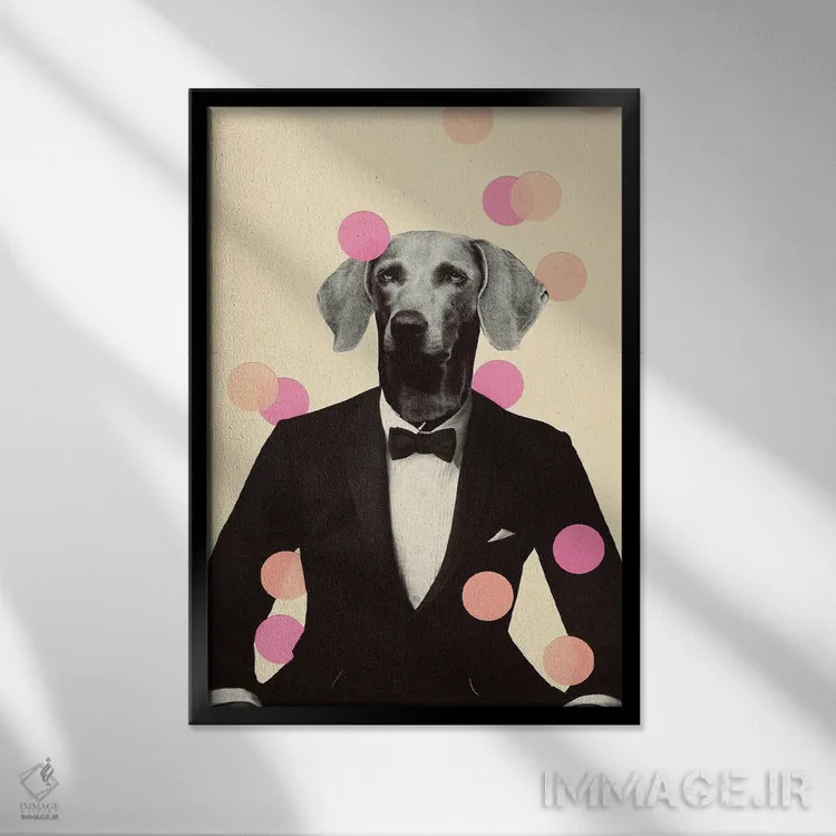 تابلو دکوراتیو لباس شب اثر کیکی سی لندن - نمای قابدار مشکی