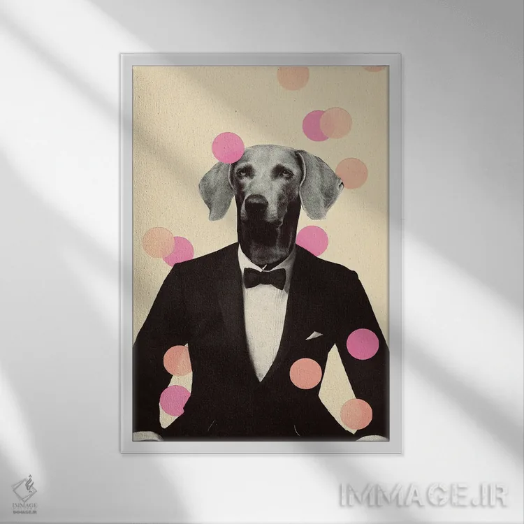 تابلو دکوراتیو لباس شب اثر کیکی سی لندن - نمای قابدار سفید