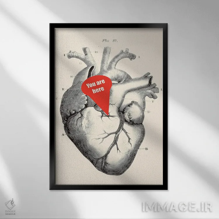 تابلو دکوراتیو تو اینجایی اثر کیکی سی لندن - نمای قابدار مشکی