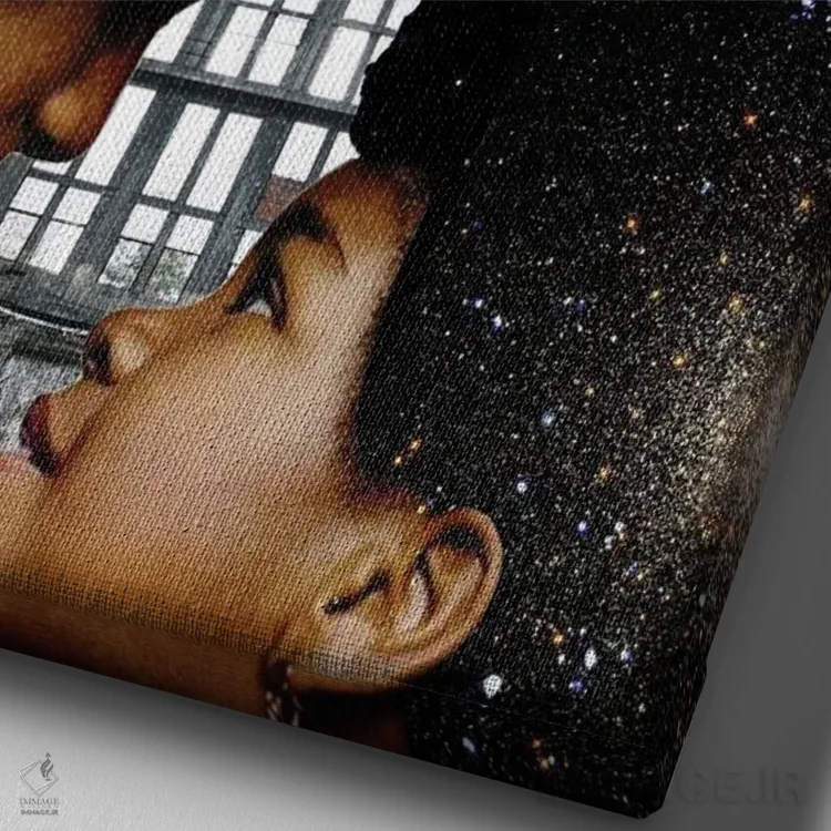 تابلو دکوراتیو تو جهان منی اثر کیکی سی لندن - نمای نزدیک بافت بوم