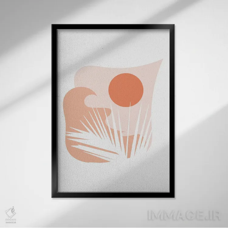 تابلو مینیمال برگ آرام اثر کیکی سی لندن - نمای قابدار مشکی