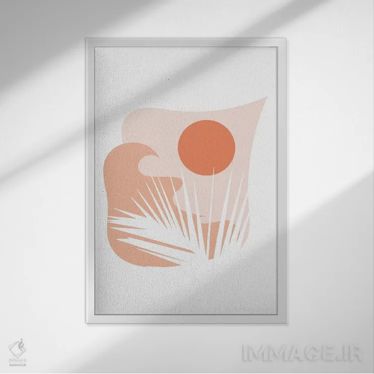 تابلو مینیمال برگ آرام اثر کیکی سی لندن - نمای قابدار سفید