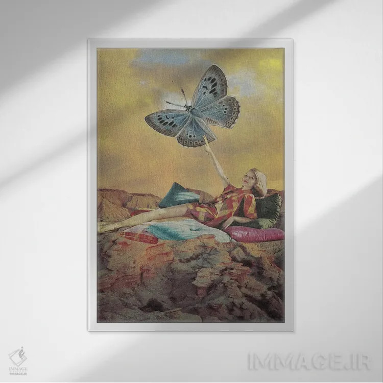 تابلو دکوراتیو دور از دسترس اثر کیکی سی لندن - نمای قابدار سفید
