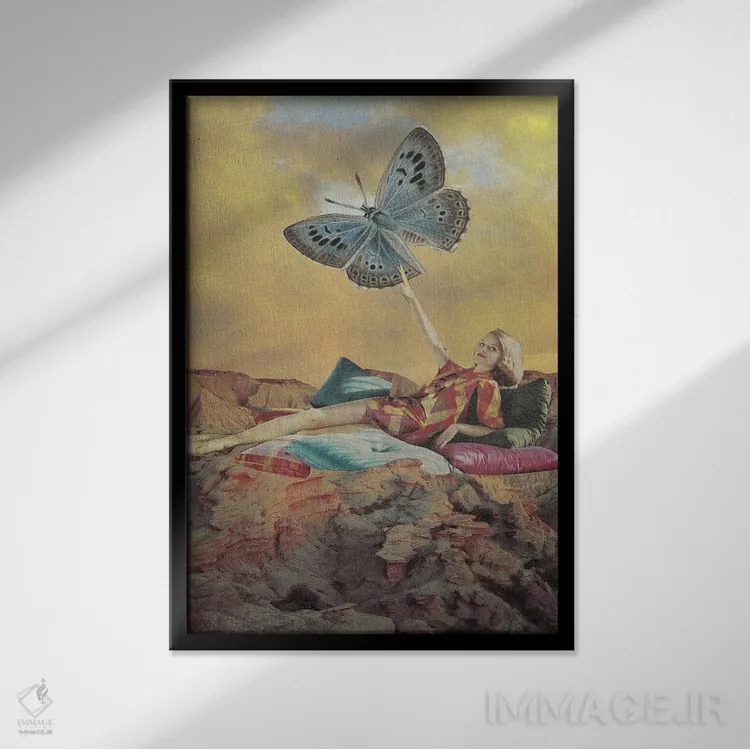 تابلو دکوراتیو دور از دسترس اثر کیکی سی لندن - نمای قابدار مشکی