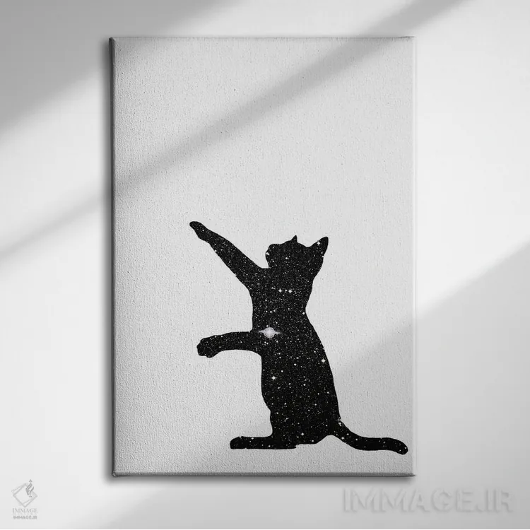 تابلو مینیمال گربه ها I اثر کیکی سی لندن - نمای روبهرو روی دیوار