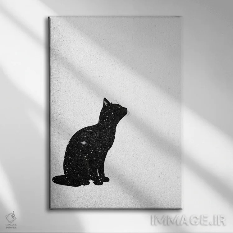 تابلو مینیمال گربه ها II اثر کیکی سی لندن - نمای روبهرو روی دیوار