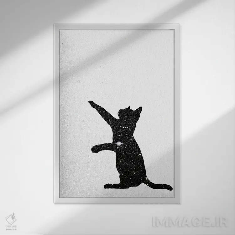 تابلو مینیمال گربه ها I اثر کیکی سی لندن - نمای قابدار سفید