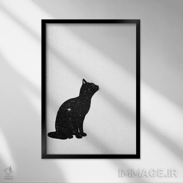 تابلو مینیمال گربه ها II اثر کیکی سی لندن - نمای قابدار مشکی