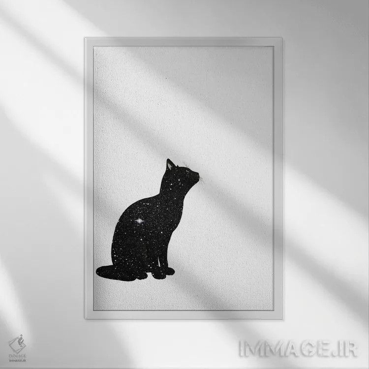 تابلو مینیمال گربه ها II اثر کیکی سی لندن - نمای قابدار سفید
