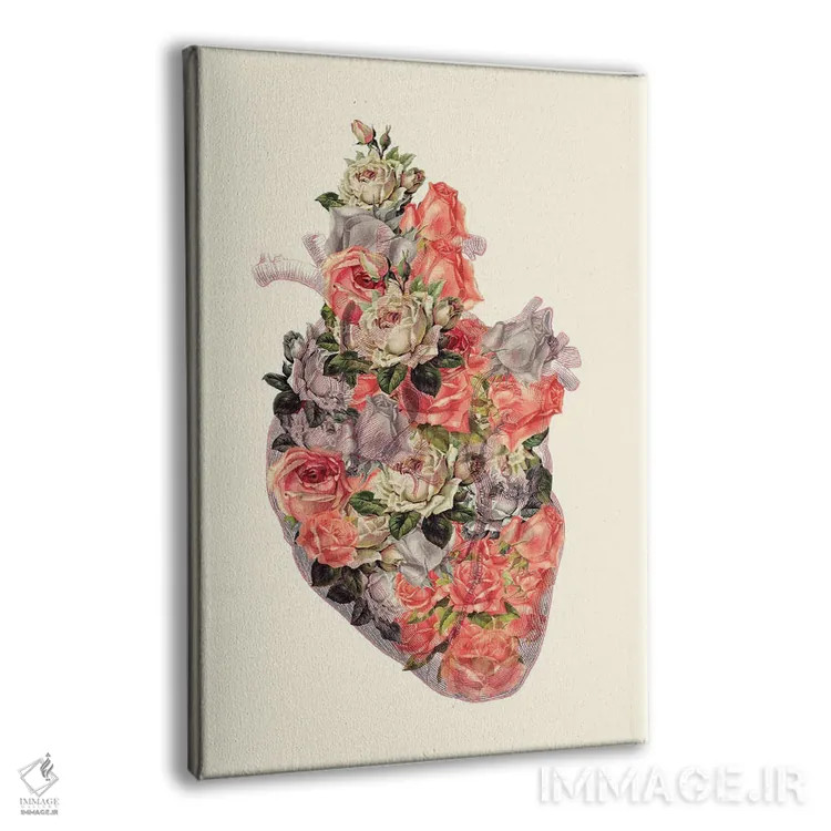 تابلو دکوراتیو قلب گل دار اثر کیکی سی لندن - نمای پرسپکتیو محصول