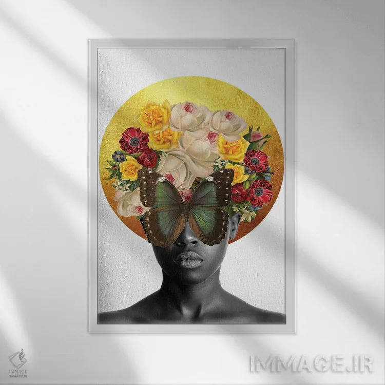 تابلو دکوراتیو زیبا اثر کیکی سی لندن - نمای قابدار سفید