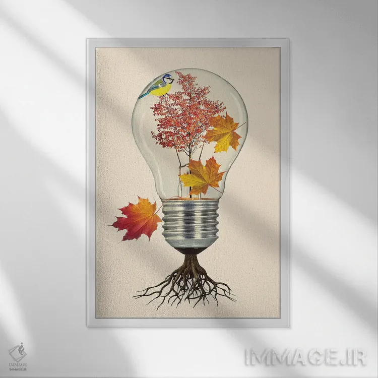 تابلو دکوراتیو پاییز اثر کیکی سی لندن - نمای قابدار سفید